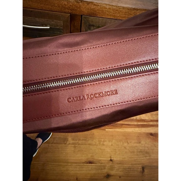 Carla Rockmore Handbags - Carla Rockmore Burgundy Nylon/Leather Crescent Shoulder Bag, Medium, Zip, Adj